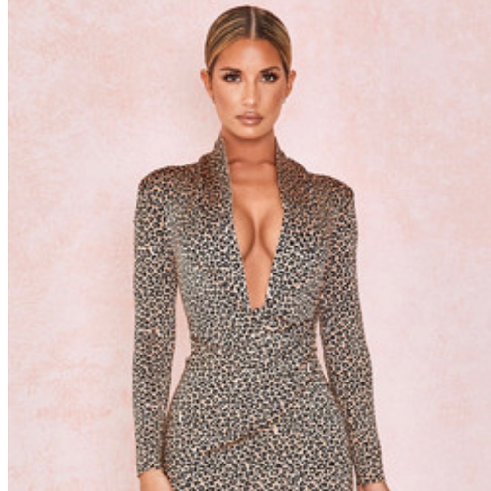 NWT House of CB Francesca Leopard Dress Size XS.